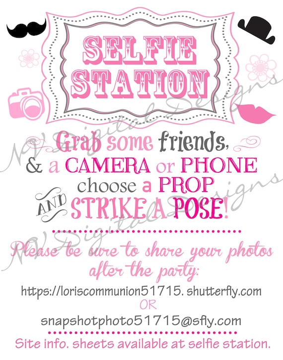 Selfie Station or Photo booth poster art sign Digital FILE Selfie Station or Photo booth poster art sign Digital FILE