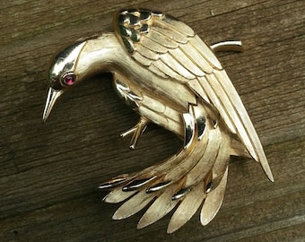 Mockingbird Brooch Earrings, Vintage Bird Brooch Earrings, Bird Parure, Crown Trifari, Trifari Bird, Alfred Philippe, Crown Trifari Brooch