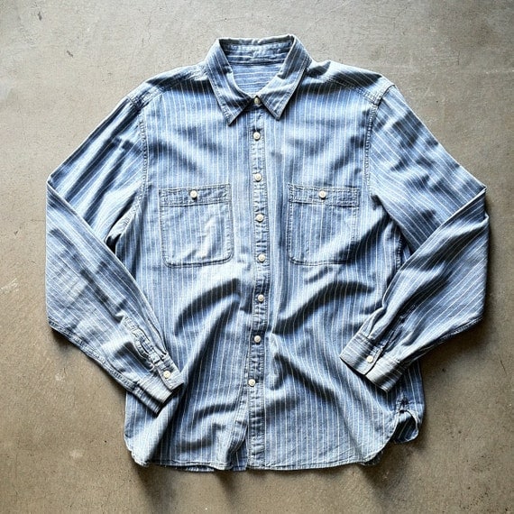 Vintage Chambray Pinstripe Work Shirt by AfterlifeBoutiqueSF