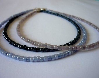Beaded Choker Necklace, Dainty Seed Bead Necklace, Lavender Necklace, Purple Necklace