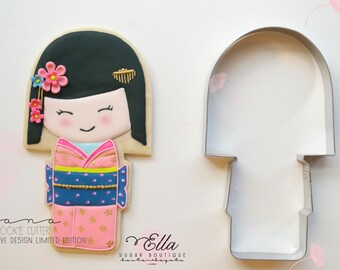 Hana Kokeshi Doll Cookie Cutter | Kawaii doll cutter | Fondant Cutter | NO RUST CUTTERS | Dishwasher safe | Japanese doll cookie cutter -K1