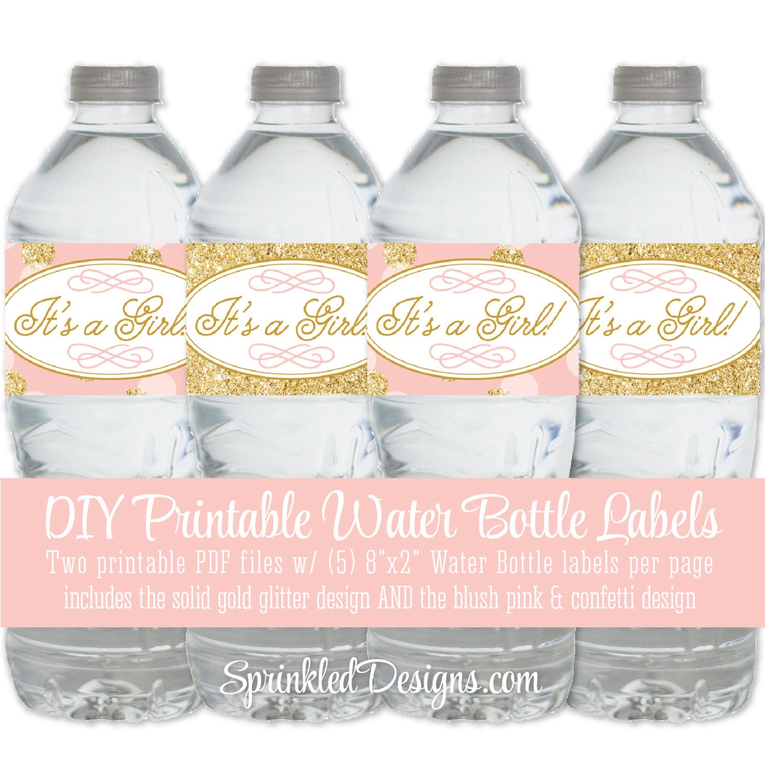 Printable Baby Shower Water Bottle Labels It's a Girl