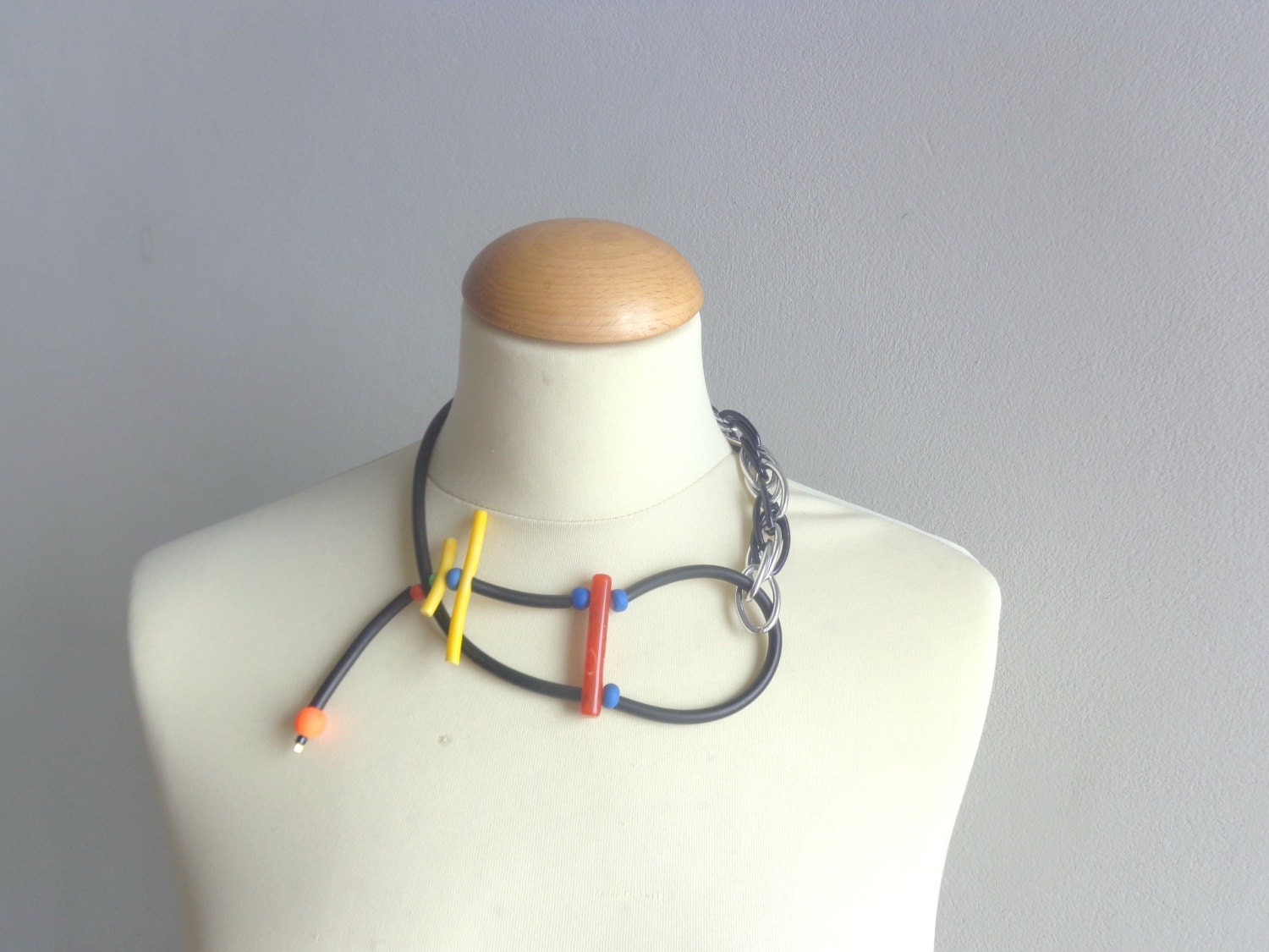 colorful rubber necklace black yellow red