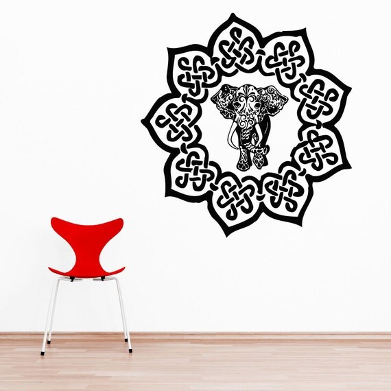 Wall Decals Mandala Elephant Yoga Namaste Indian Geometric