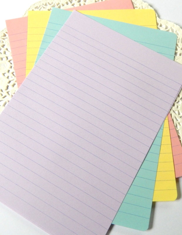 Pastel Notebook Paper. Pastel Lined Paper. Rainbow Stationery.