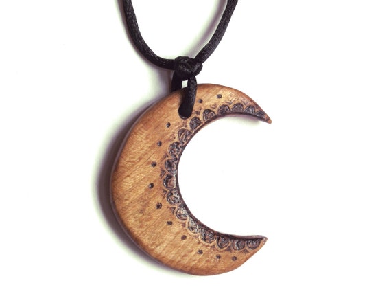 design rustic by reviews Handmade, Burning, Necklace, , wicca, pagan Rustic. Wood Moon