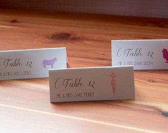Wedding Place Cards (Hand Stamped Food Choices)