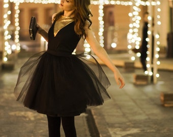 Black swan - ladies tulle skirt / adult tutu skirt / black tulle skirt