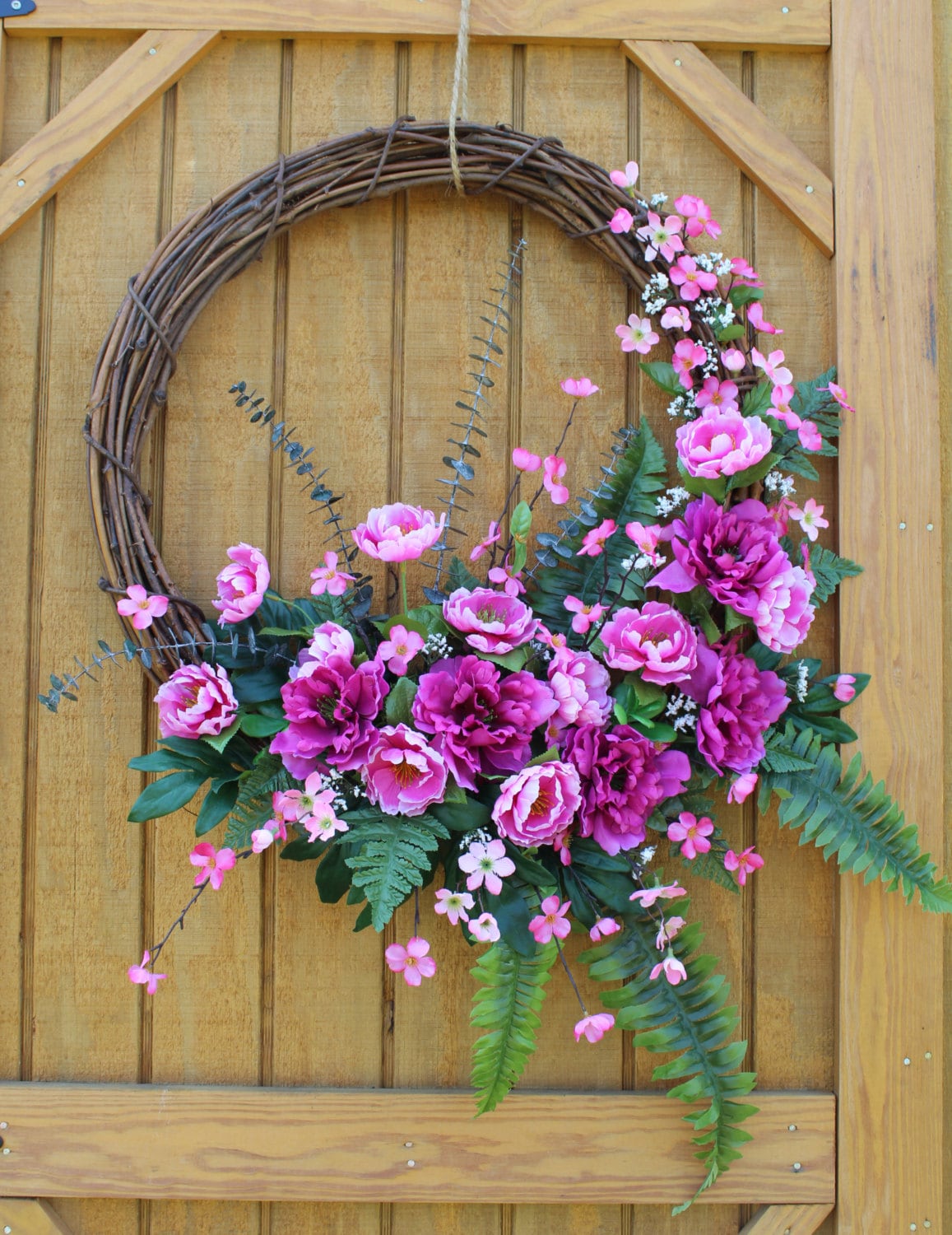 Grapevine wreath Door Wall wreath silk by AnotherDay2Paint4U