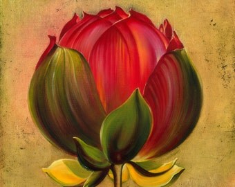 of floral immortality symbol floral fine oil timeless unique handmade painting canvas art yoga
