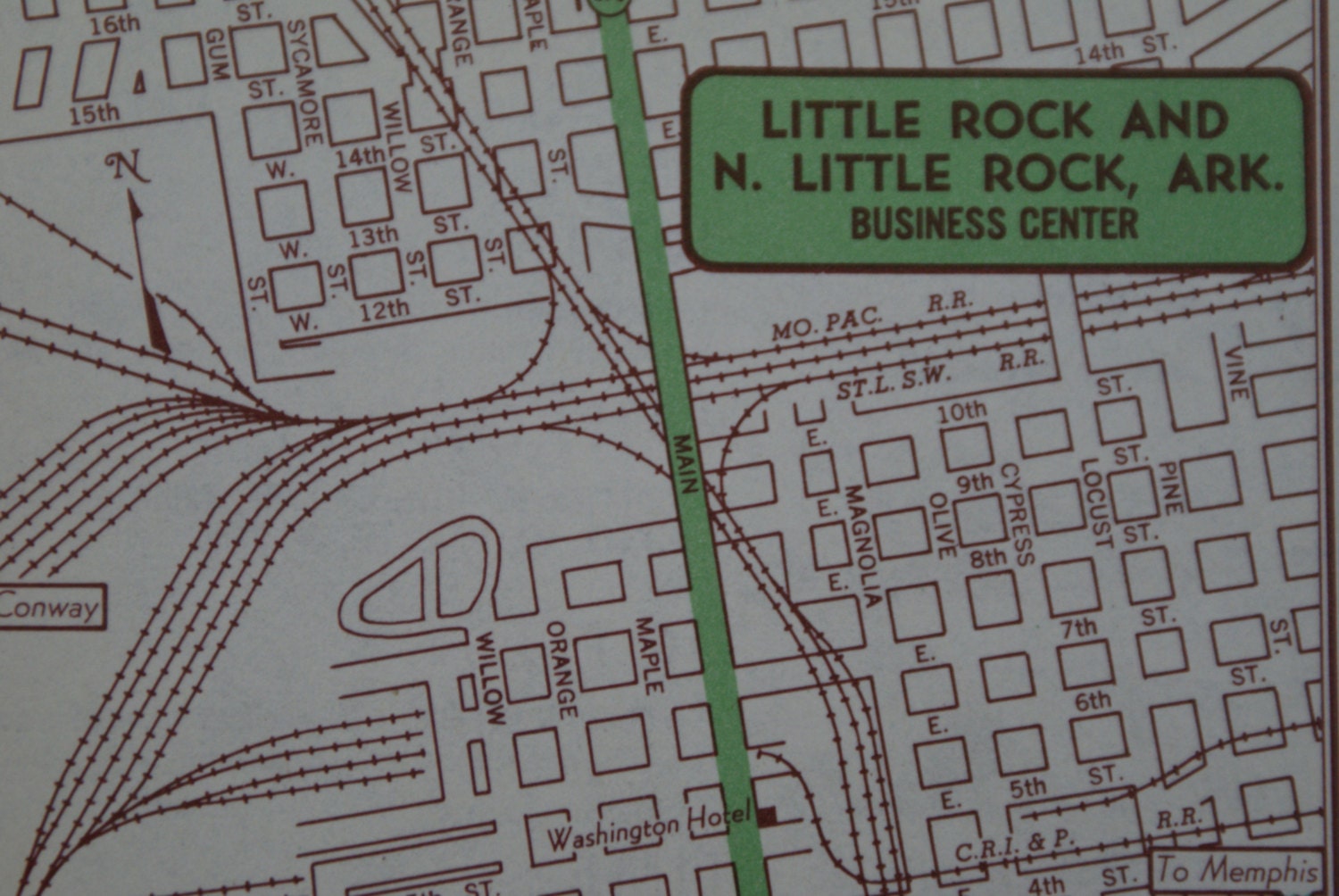 1951 Little Rock City Map Vintage Map of by TheWoodenEarth