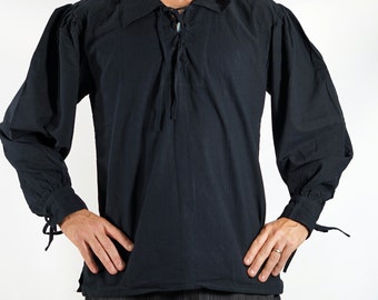 MERCHANT SHIRT BLACK - Renaissance clothing, steampunk shirt, sca tunic, pirate costume, medieval clothing, viking tunic, sca garb