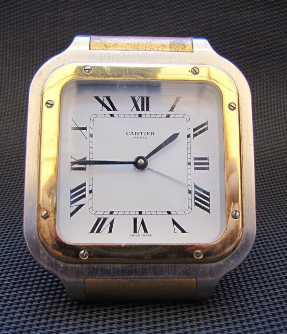 Cartier Santos Desk Clock with Travel Alarm by HauteVintageParis