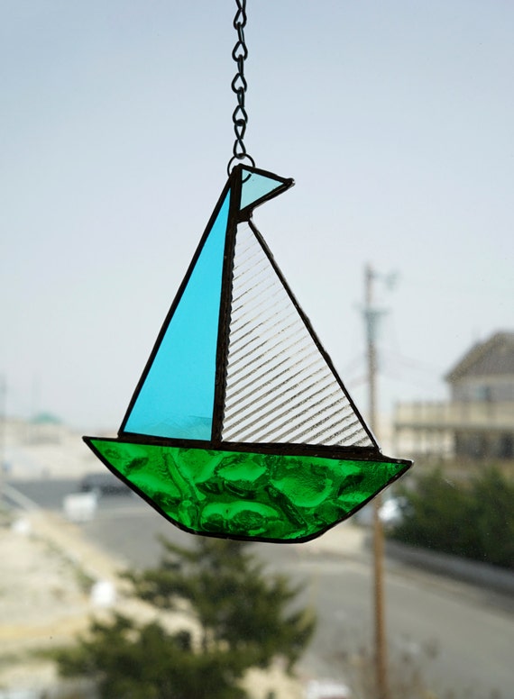 Stained Glass Sailboat Suncatcher