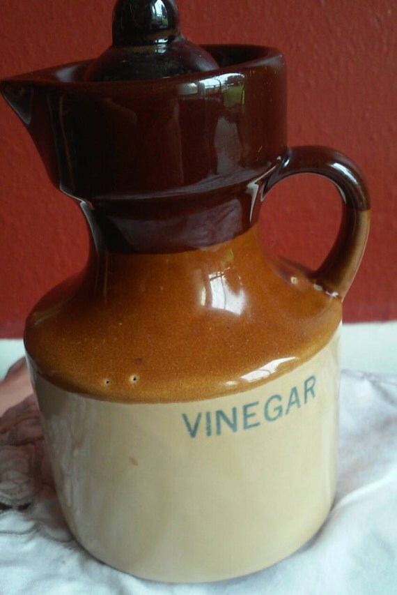 Vintage redware vinegar cruet potteryRetro 1960's by Cynthaels
