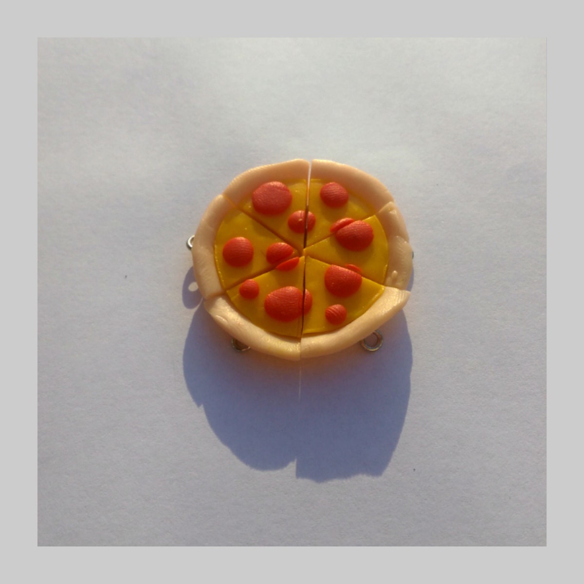 Polymer clay pepperoni pizza slice by AmysPolymerCreations on Etsy