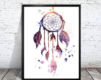 Dream Catcher Watercolor Print Children's Wall by WatercolorBook