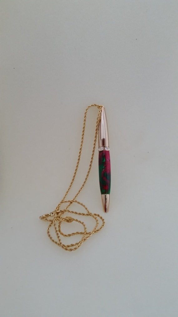 Handcrafted ballpoint pen chain acrylic 24K gold