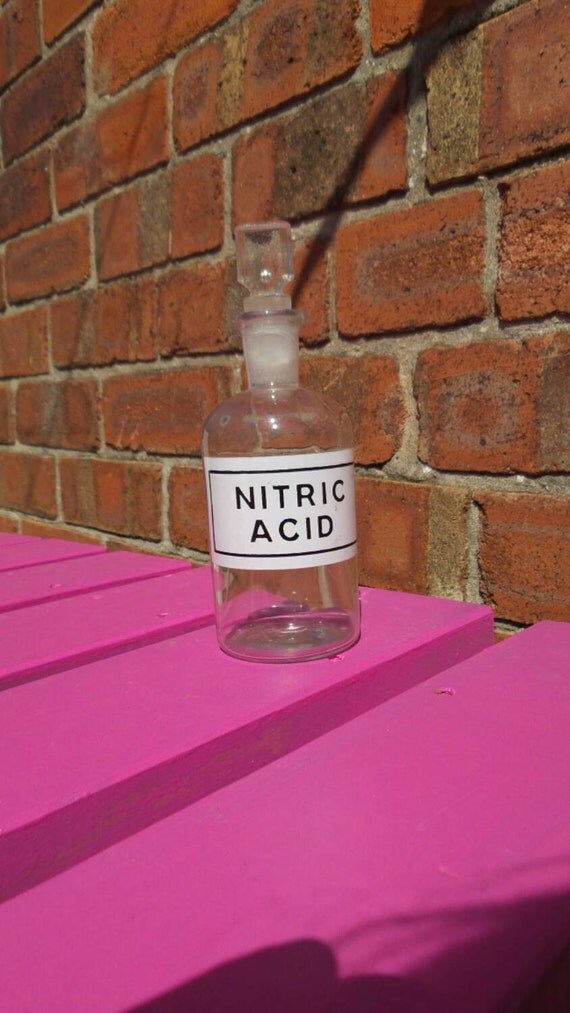 NITRIC ACID Glass BOTTLE Vintage Antique by MyOldEnglishVintage