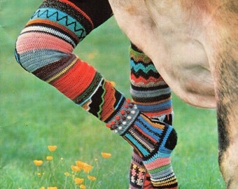 Womens CROCHET PATTERN womens crochet socks pattern multi coloured long socks retro socks ladies socks 4 Ply socks pdf instant download
