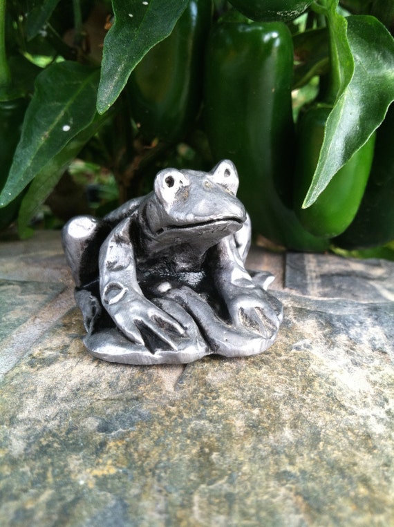 pewter frog figurine