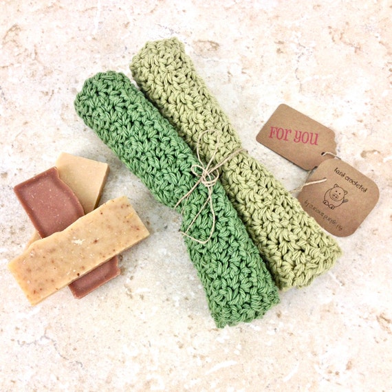 Olive Green Dishcloths Crochet Wash Cloths Sage Green Dish