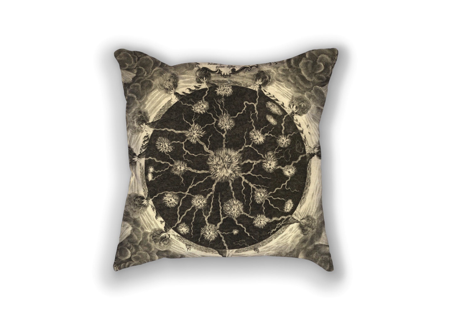 Decorative Pillow - Athanasius Kircher Fires Antique Print - Throw Pillows - Home Decor Accent ...
