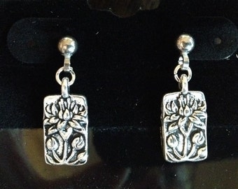 Lotus Surgical Steel Post Earrings