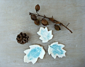 Plant design, center table, white and turquoise ceramic, leaves, ceramic turquoise decoration, ceramic pottery, blue dish, for table decor
