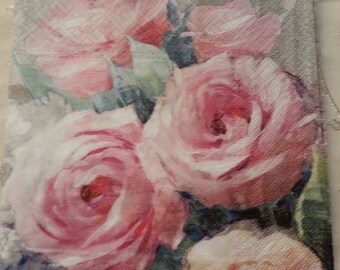paper napkins.Set of 3 piece. floral paper napkins. Napkins. Decoupage. - Beautiful decoupage napkins - "Vintage Love Rose " 3 paper napkins
