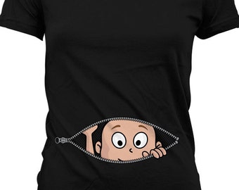 Funny Pregnancy Shirt Gifts For Expecting Mothers Baby Peeking Out Shirt Pregnancy Reveal Shirt Halloween Maternity Shirt Ladies Tee MD-400