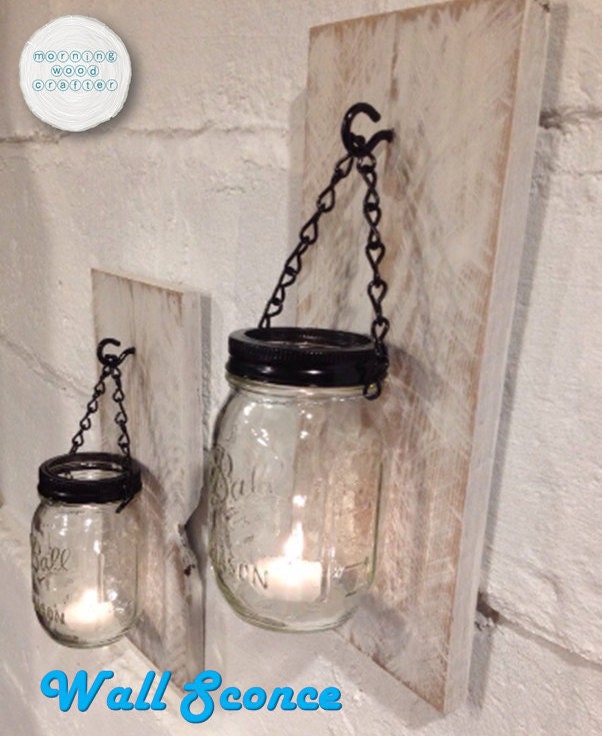Rustic Mason Jar Candle Light Wall Sconce Mason Jar Sconce