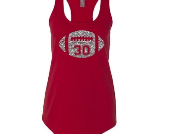 Personalized Football Mom Tank Top. Glitter Football Shirt. Custom Football Tank. Mom Football Tank. Football Shirt. Custom Tank