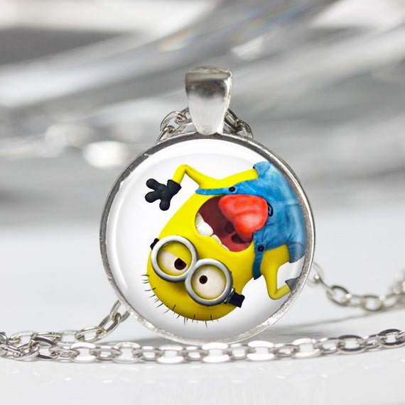 Minion Pendant Necklace or Keyring Glass Charm by ButtonizingBat