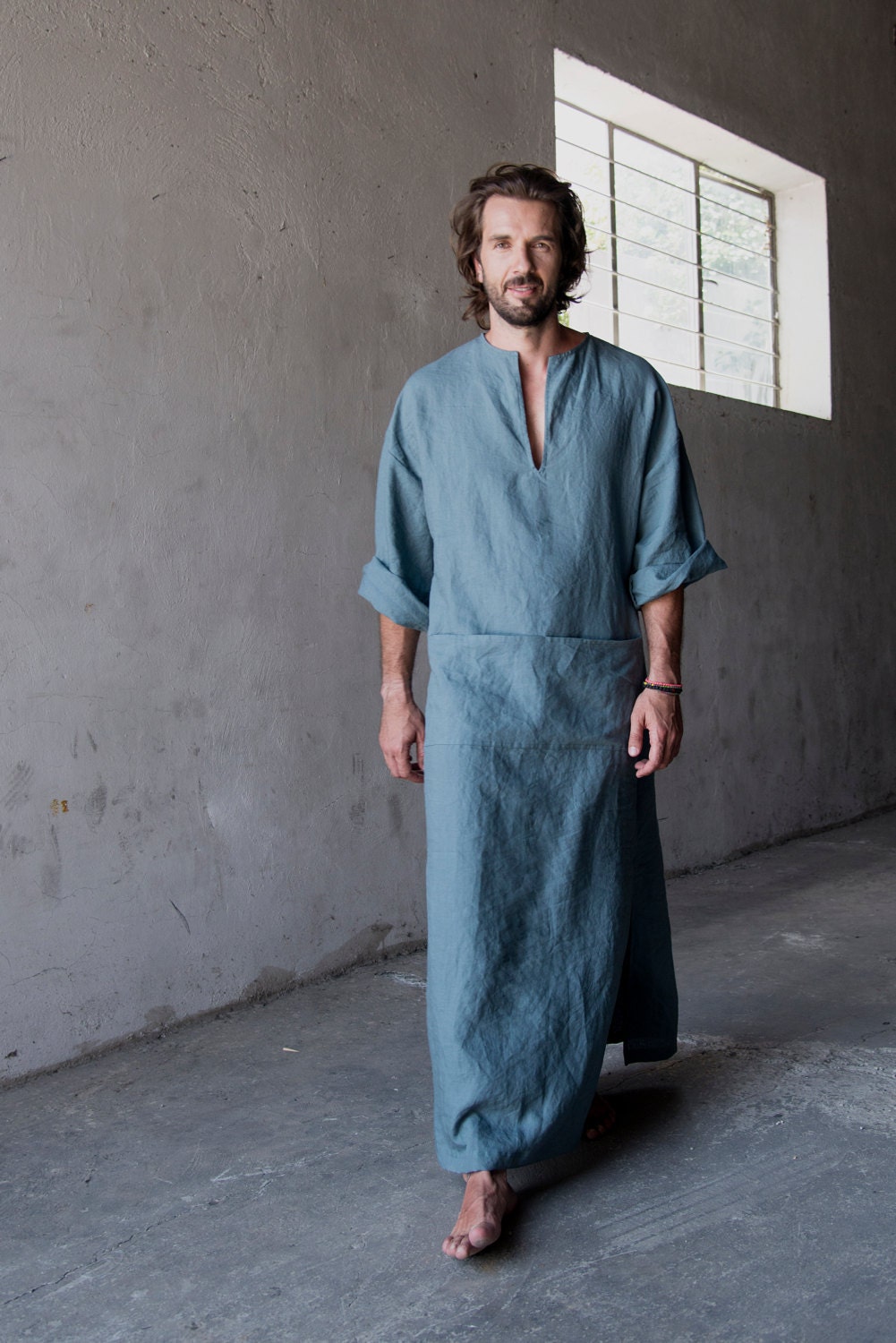 CLASSICO. Men's contemporary pure linen loungewear. Modern french blue ...