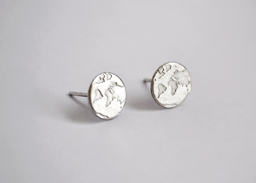 World Earrings / Travel Earrings / Wanderlust by Bubblebox on Etsy