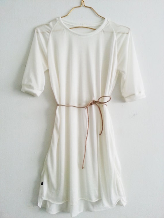 Women Oversized T  Shirt  Beach  Cover  Up  Vanilla White by 