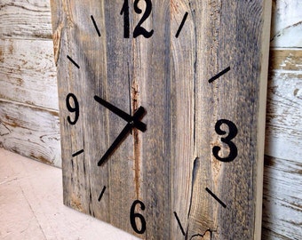 Reclaimed Barn Wood Clock Large Rustic Wall Clock Unique Wall Clocks Rustic Wall Decor