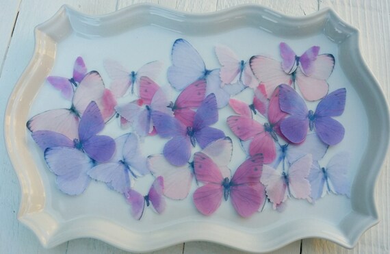 Edible Butterfly Pastel Purple / Pink Cake by sugarbutterflies