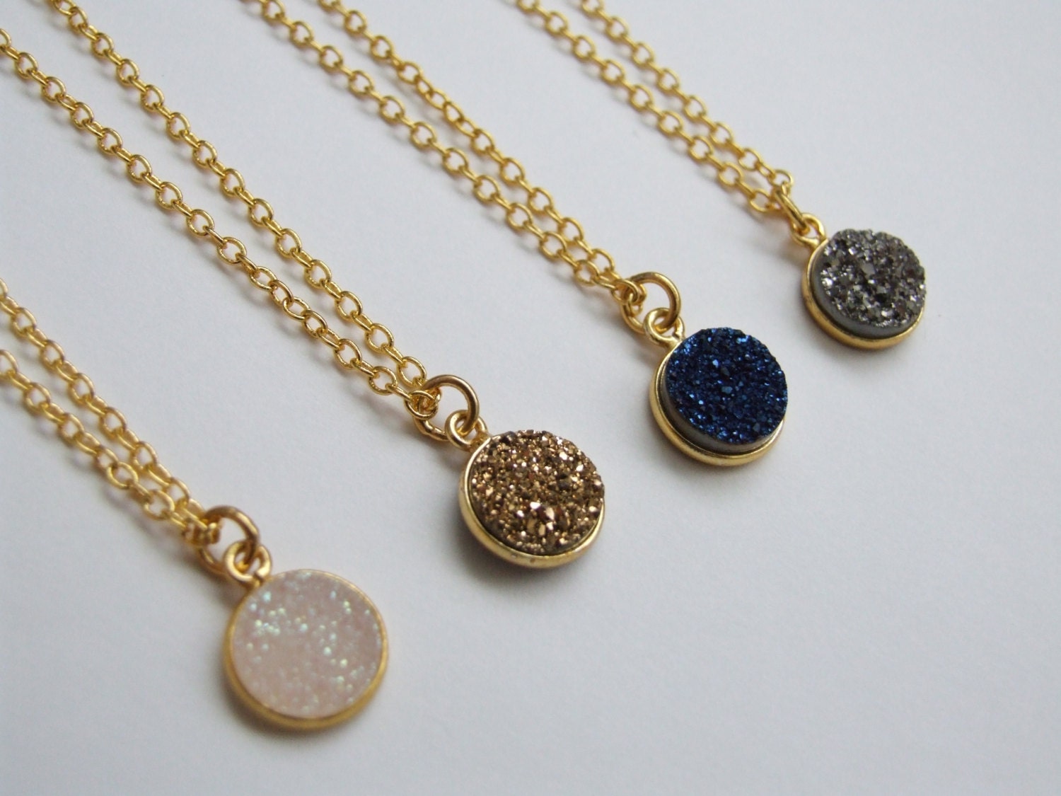 Round Druzy Necklace Small Druzy Necklace Druzy Jewelry