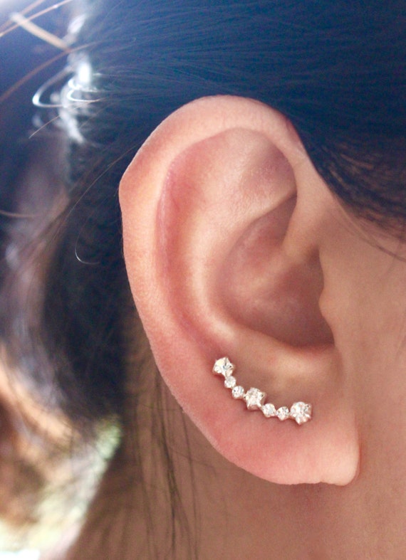 Star Ear Cuff Ear Climber Sterling Silver Ear Cuff by JCoJewellery