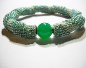 Mint green bracelet -Spiral crochet rope with beads - Beaded bracelet - 