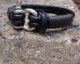 Men Bracelet-Leather Bracelet-Silver Bracelet-Men's Leather Bracelet-Mens Black Bracelet-Men Metal Bracelet-Bracelet For Men
