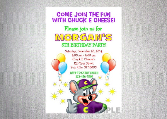 Custom Chuck E Cheese Invitations 9