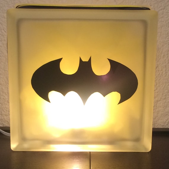 Batman Glass Block Night Light by CrazyCraftersFun on Etsy