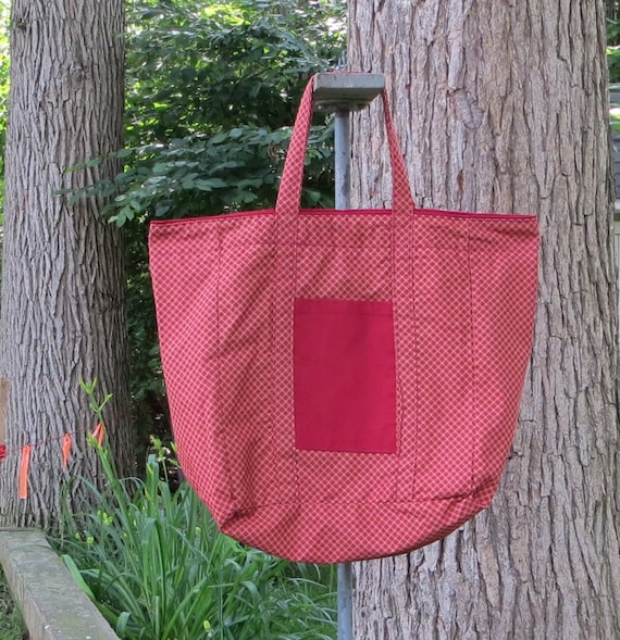 bag made from cotton fabric pocket on the outside Handcrafted tote bag ...