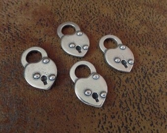 SALE! Heart-Shaped Padlock Pendant/Charm, Pewter