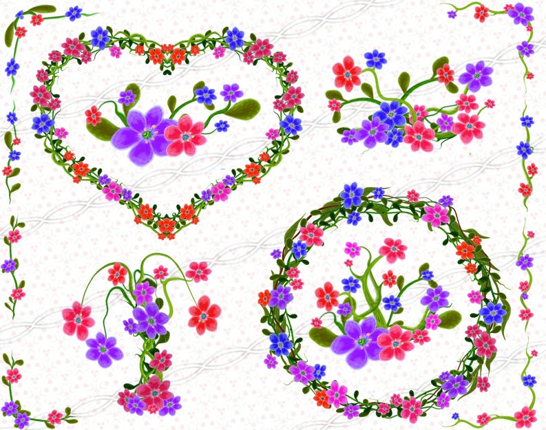 Instant download png Flower frame clipart laurel wreath