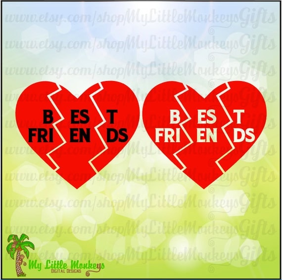 Download Best Friends 3 Way Split Heart Design Instant Download Jpeg