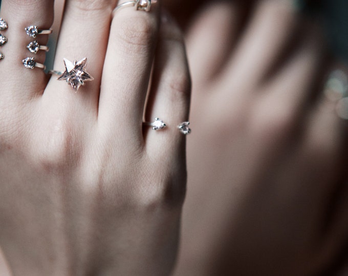 Set of two rings with star (price -20%) Star ring Silver ring with star Gold ring with star Stone ring Gift idea